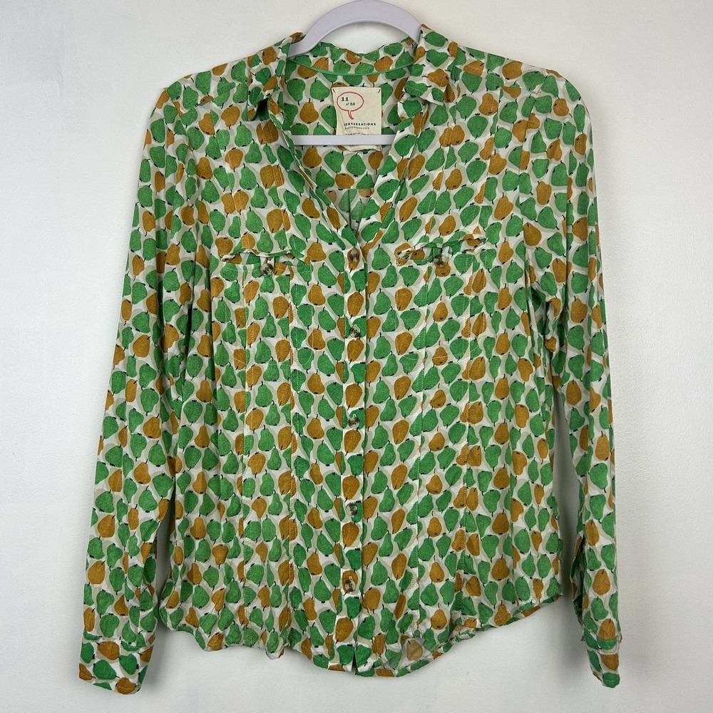 Anthropologie 11 of 52 Conversations Pear Shirt 0 Colloquial Button Down Rayon